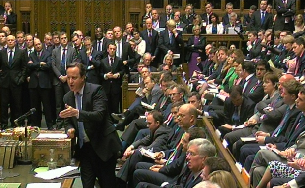 Prime Minister David Cameron speaking during the debate in the House of Commons on extending the bombing campaign against Islamic State to Syria. PRESS ASSOCIATION