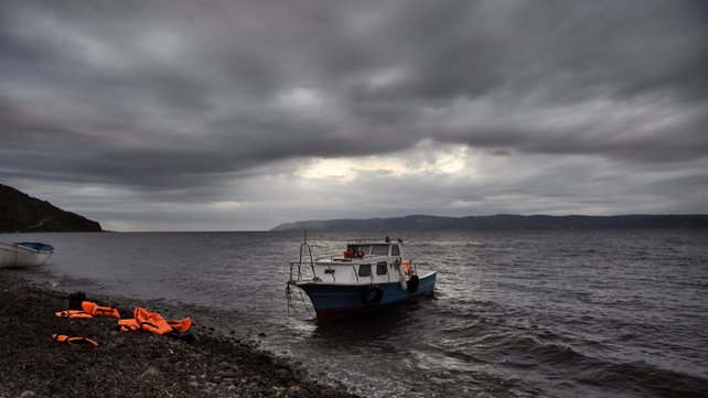 Lifejackets are seen after a recent crossing by refugees and migrants to the Greek island of Lesbos