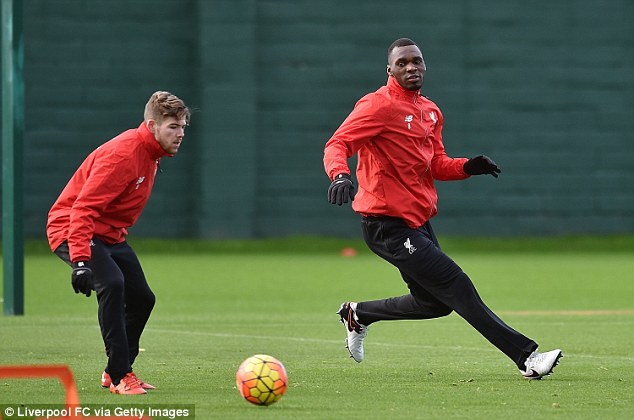 Liverpool striker Christian Benteke in training ahead of their home match with Leicester City on Boxing Day