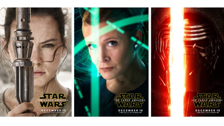 Lucasfilm      Official character posters for Rey Leia Kylo Ren Han Solo and Finn have been unveiled- but still there is no sign of Luke Skywalker