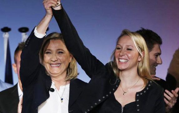 Marine Le Pen and her 25-year-old niece Marion Marechal Le Pen broke the symbolic 40% mark in their respective regions shattering previous records