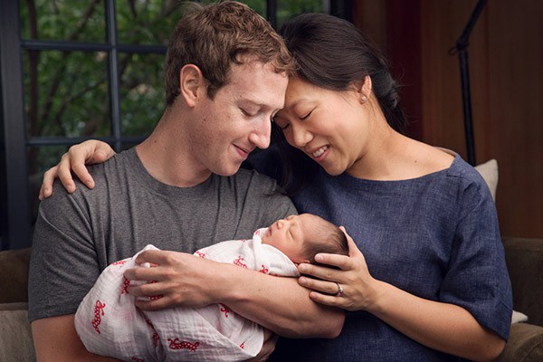 Mark Zuckerberg and Priscilla Chan with their newborn daugther Max