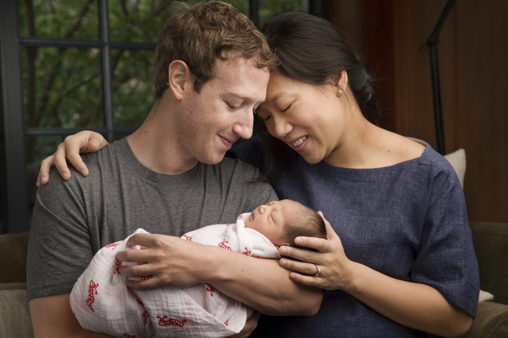 Mark Zuckerberg and wife Priscilla Chan with the newly born daughter Max Chan Zuckerberg