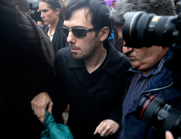 Martin Shkreli left the courthouse Thursday after his arraignment in New York. Click