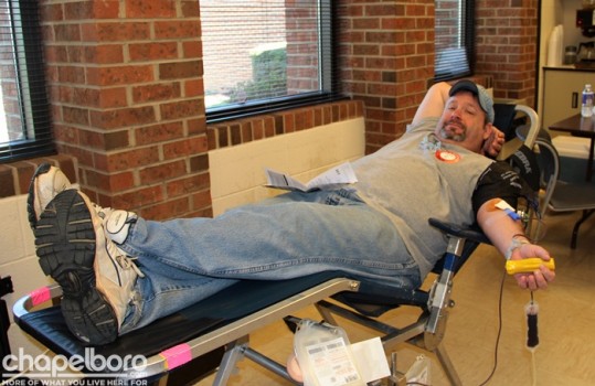 Marty Haley makes donating blood look easy