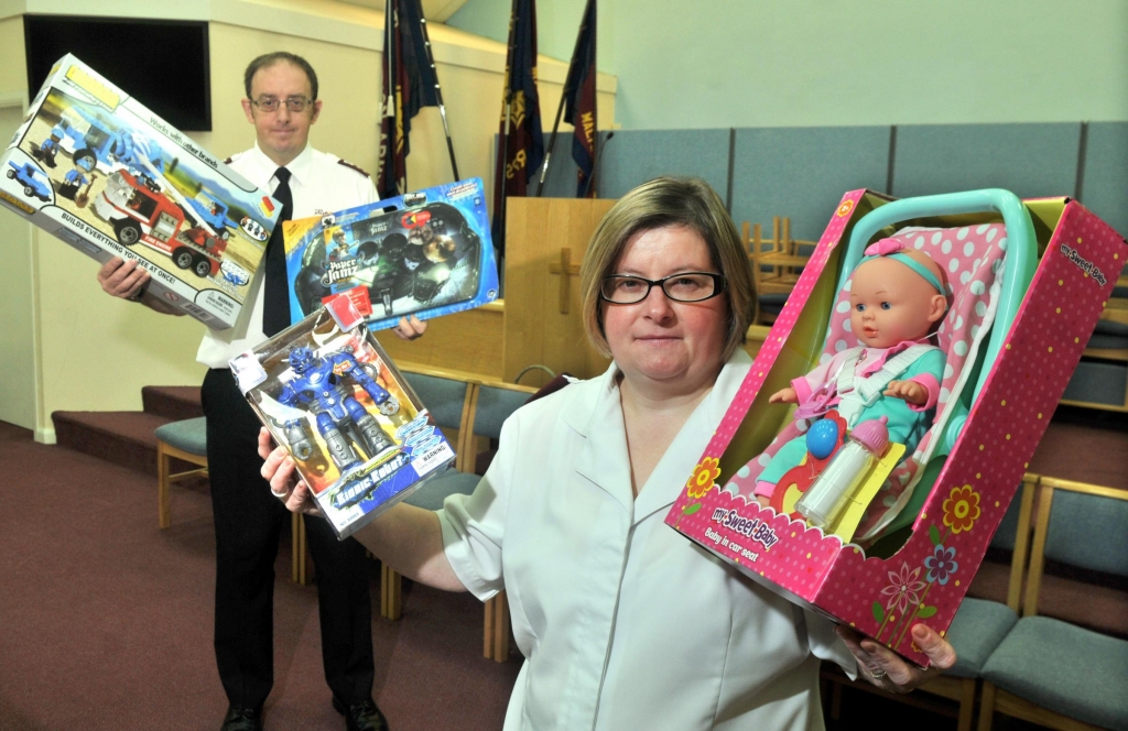 Matthew and Debbie Bennett launch their Christmas appeal at The Salvation Army at Wood Street Norton