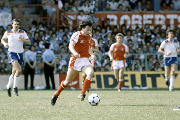 Mickey Thomas on the ball against England during Wales's 4-1 win in the Home Championship at Wrexham in 1980