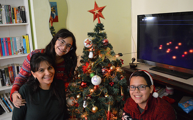 Mirvat al Azzeh is Muslim but she and her two children Malak and Karam, are celebrating Christmas this year