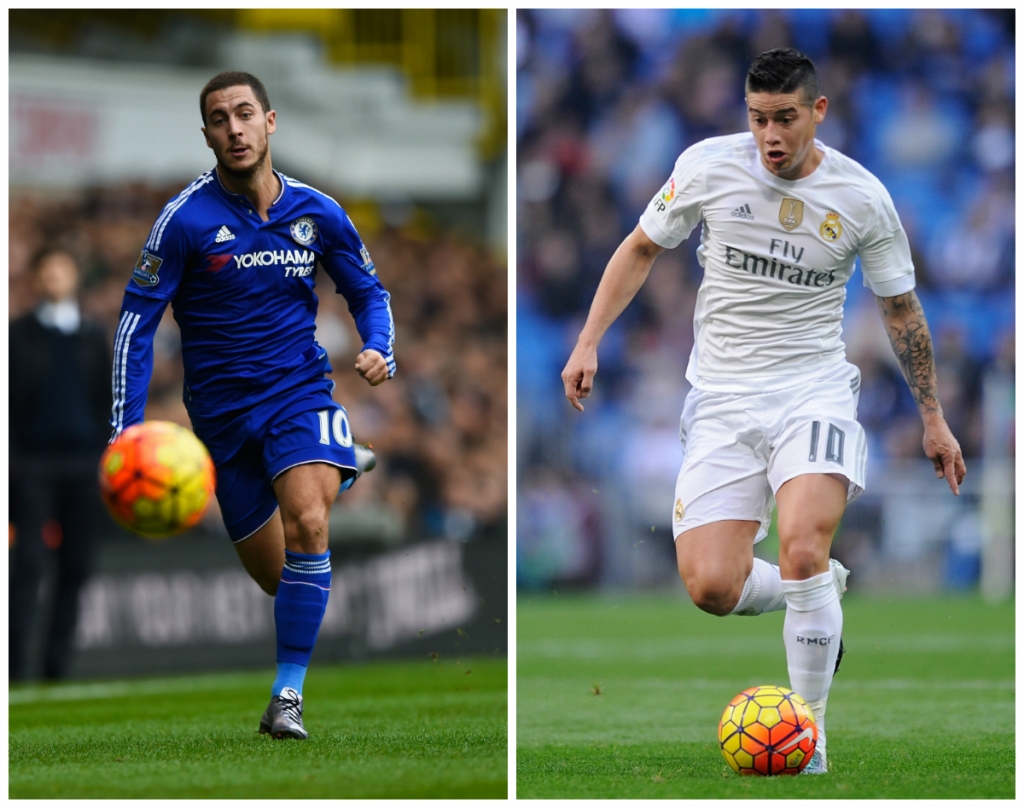 Chelsea's Eden Hazard and Real Madrid's James Rodriguez