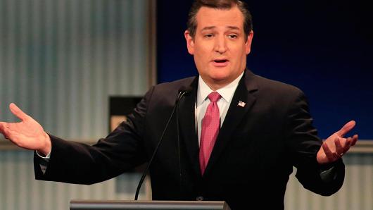 U.S. Senator Ted Cruz speaks at the Republican debate in Milwaukee Wisconsin