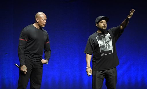 N.W.A. members Dr. Dre left and Ice Cube two of the subjects of the upcoming biographical drama