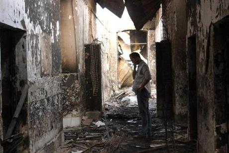 On Oct. 16 a Doctors Without Borders worker paused in the charred remains of the group’s hospital in Kunduz