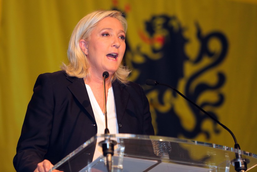 French Far Right National Front President Marine Le Pen during her speech after the announcement of the results of the first round of the regional election