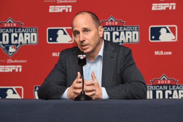 New York Yankees general manager Brian Cashman addresses the media at Yankee Stadium on Monday Oct. 5 2015