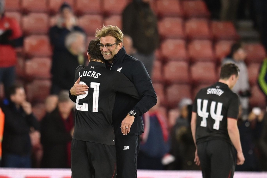 Lucas Leiva and Jurgen Klopp