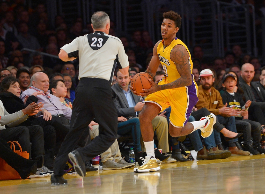 Nick Young crossing up a referee for some reason		Jayne Kamin-Oncea-USA TODAY Sports