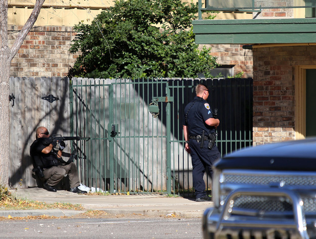 Odessa Texas during a standoff with a suspect who shot and wounded two police officers who tried to serve a warrant