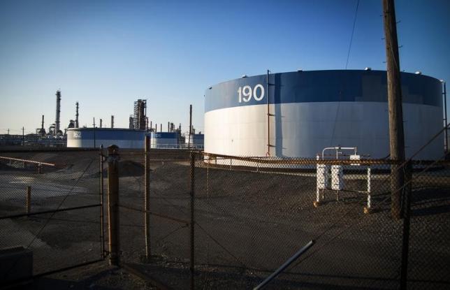 Fuel storage tanks are seen at the Philadelphia Energy Solutions oil refinery owned by The Carlyle Group in south Philadelphia