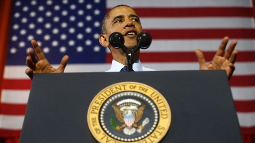 Oct. 25 2013 President Obama speaks at Pathways in Technology Early College High School in the Brooklyn borough of New York