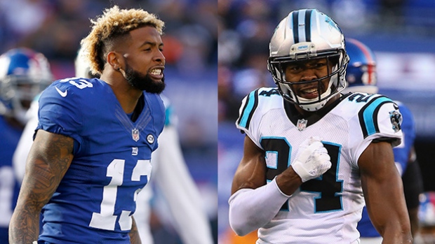 Odell Beckham Jr. left and Josh Norman took verbal and physical shots at each other throughout Sunday's Giants Panthers game