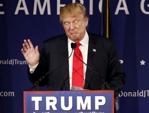 Republican presidential candidate businessman Donald Trump speaks during a rally coinciding with Pearl Harbor Day at Patriots Point aboard the aircraft carrier USS Yorktown in Mt. Pleasant S.C. Israel's Prime Mi