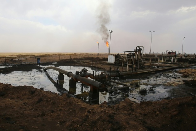 Oil well pumps are seen in the Rmeilane oil field in Syria's northeastern Hasakeh province