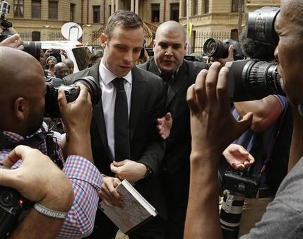 Oscar Pistorius arrives at the North Gauteng High Court in Pretoria South Africa