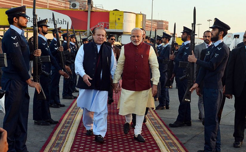 Pakistan's Prime Minister Nawaz Sharif meets India's Premier Narendra Modi