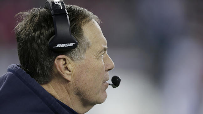 Patriots coach Bill Belichick watches as his team drops a 35-28 loss to the Philadelphia Eagles today at Gillette Stadium