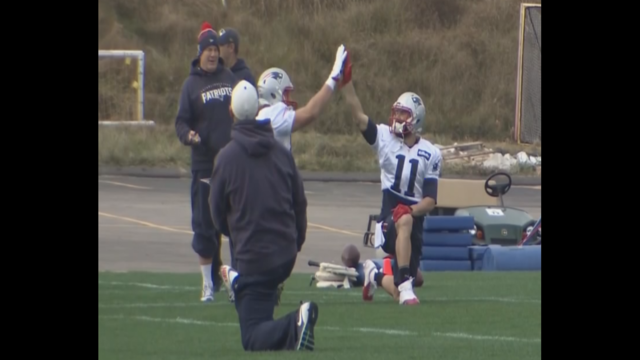 Julian Edelman: Spotted at practice Friday