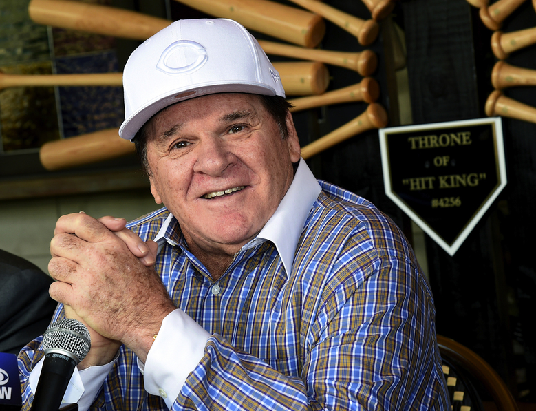 Pete Rose former major-league baseball player and manager appears at a news conference Tuesday at his restaurant in Las Vegas