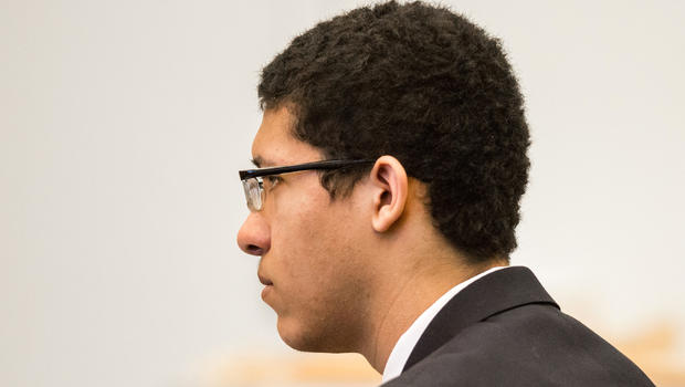 Phillip Chism listens to testimony during his trial at Essex Superior Court in Salem Mass. Monday Dec. 7 2015.         
                                     Ar