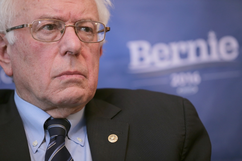 WASHINGTON DC- DECEMBER 07 Democratic presidential candidate Sen. Bernie Sanders participates in an internet live stream discussion about putting families first in developing immigration policy at his campaign office