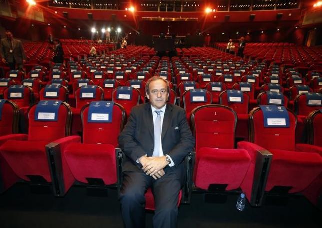 UEFA President Michel Platini is seen before the draw for the 2015/2016 UEFA Europa League soccer competition at Monaco's Grimaldi Forum in Monte Carlo Monaco