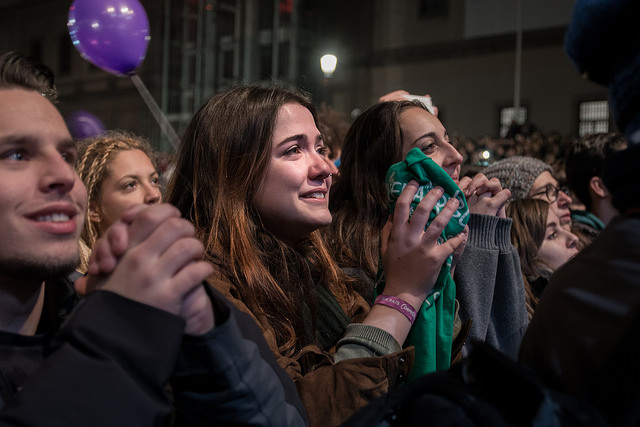 Podemos celebrating their political gains in Spain after the election