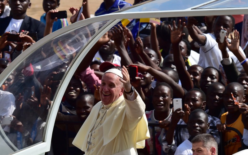 Pope Francis meets with young people at the Kololo airstrip in Kampala Uganda on Saturday