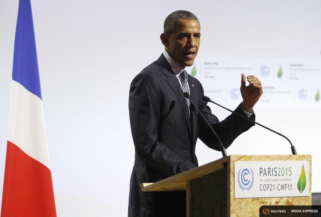 President Obama delivered a speech Monday on the opening day of the World Climate Change Conference in Le Bourget near Paris