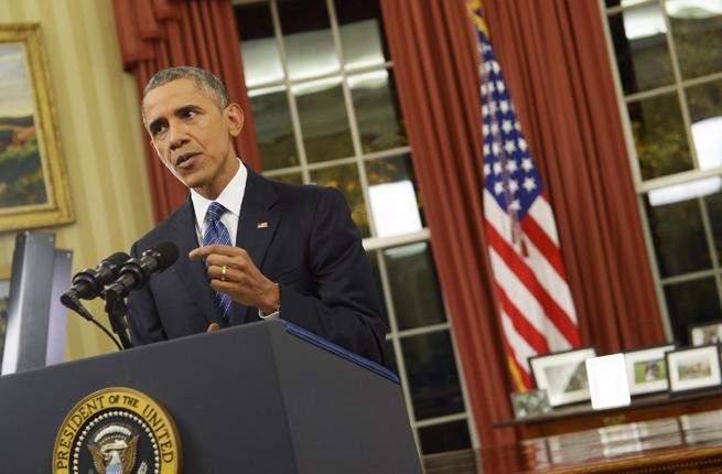 US President Barack Obama speaks during an address to the nation from the Oval Office of the White House in Washington DC