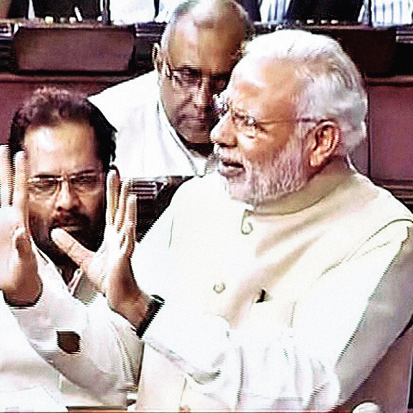 Prime Minister Narendra Modi speaks in the Rajya Sabha on Tuesday          PTI