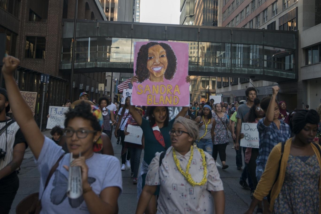 Protesters line the streets of Minneapolis. Fibonacci Blue  Flickr