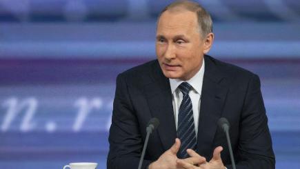 Russian President Vladimir Putin speaks during his annual news conference in Moscow