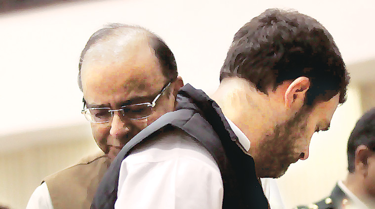 Rahul Gandhi and Arun Jaitley cross each other. At Sharad Pawar’s 75th birthday felicitation