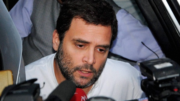 Congress vice-president Rahul Gandhi talks to media after an interaction with the members of Self Help Groups benefited under Chief Minister's Jeevan Swaniojan Yojna and other schemes in Guwahati. |PTI