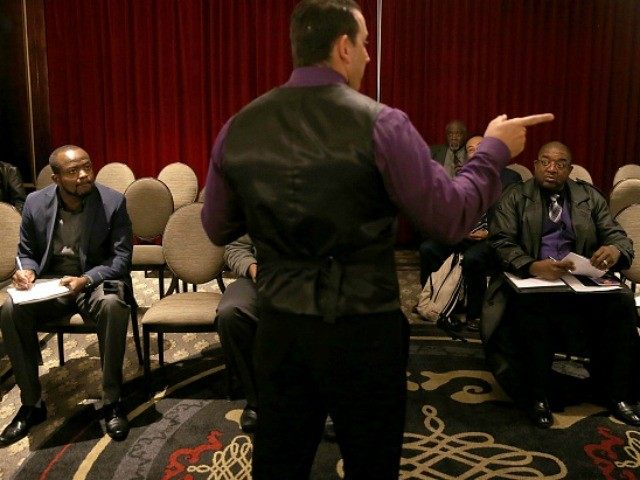 Job seekers are given instructions before entering the Hire Live Career Fair