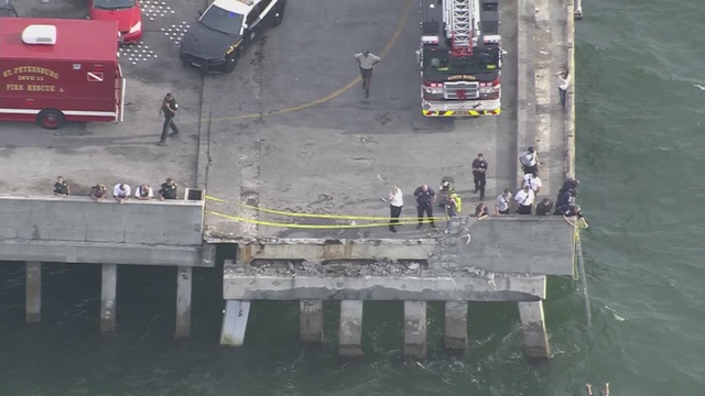 Reports indicate a car drove off a fishing pier on the south side of the bridge.                      WFTS