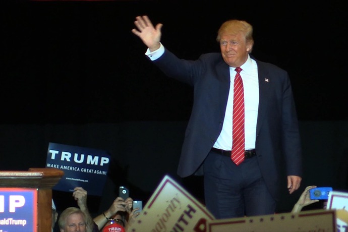 Republican Presidential Candidate Donald Trump greets those who attended his campaign rally in Macon Monday night