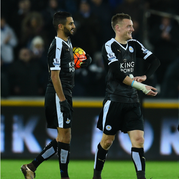 Riyad Mahrez and Jamie Vardy