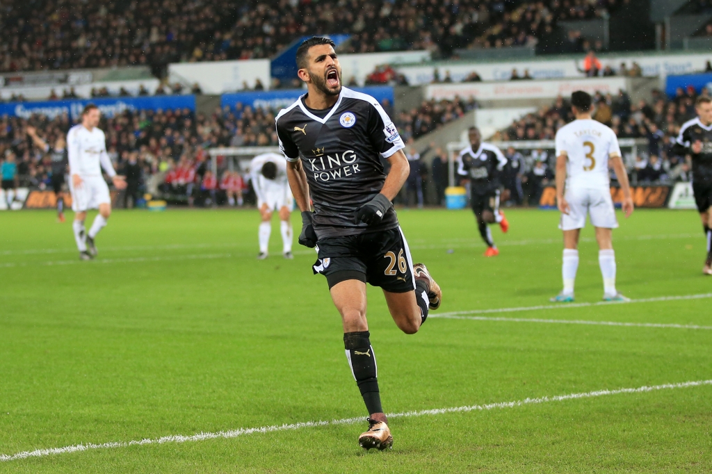 Riyad Mahrez scored the first hat-trick of his career against Swansea