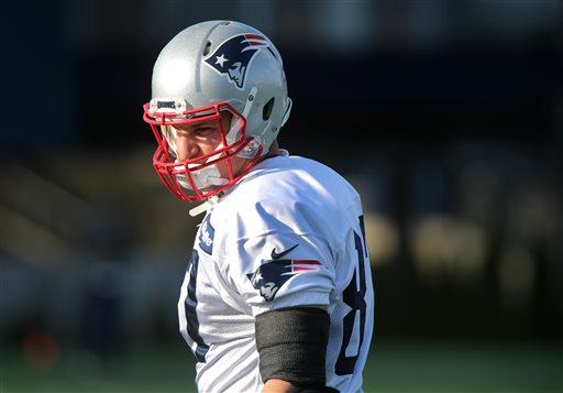 New England Patriots tight end Rob Gronkowski returns to the practice field in Foxborough Mass. Thursday Dec. 10 2015.  BOSTON HERALD OUT QUINCY OUT NO SALES MANDATORY CREDIT