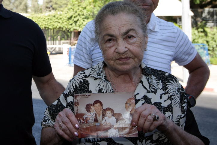 82-year-old Nina Keren mother of Danny Haran and grandmother of Einat who were killed by Samir Kuntar when he broke into their Nahariya home in 1982 and shot them holds